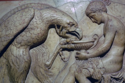 Roman relief of Ganymede being born off by Zeus. Artist: Unknown
