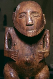 Male figure (ti'i) made of thespesia wood from the Society Islands in Tahiti, 19th Century. Artist: Unknown