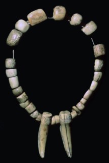 Neolithic necklace of bone and teeth. Artist: Unknown