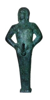Roman copper alloy statuette of herm of Priapus from Pakenham, Suffolk. Artist: Unknown