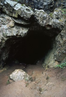 Aveline's hole, a paleolithic cave dwelling, 12000 BC. Artist: Unknown