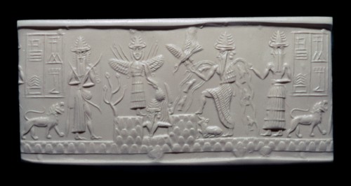 Greenstone seal of Adda, Akkadian, about 2300-2200 BC, from Mesopotamia. Artist: Unknown