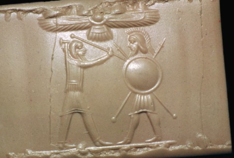 Achaemenid cylinder-seal impression referring to the Greek wars. Artist: Unknown