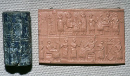 Lapis lazuli cylinder seal, from Ur, southern Iraq, c2600 BC. Artist: Unknown