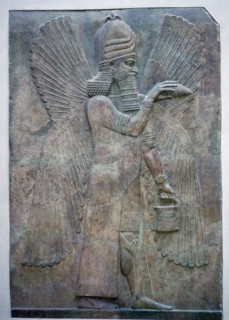 Assyrian relief of a genie protector, from the palace of Sargon II at Khorsabad. Artist: Unknown
