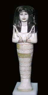 Egyptian painted limestone shabti. Artist: Unknown