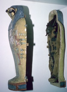 Egyptian small falcon-headed wooden coffin. Artist: Unknown