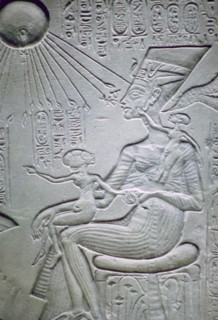 Nefertiti and two of her daughters. Artist: Unknown