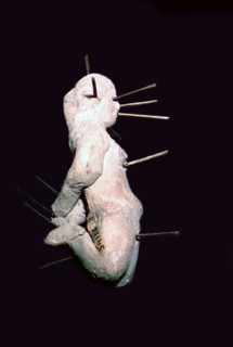 Egyptian clay figure stuck with pins. Artist: Unknown