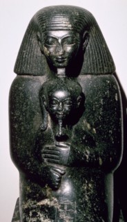 Egyptian statuette of Sehenmut and his ward the Princess Neferure, c.14th century BC. Artist: Unknown