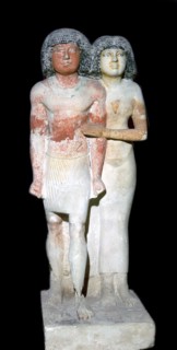 Egyptian sculpture of a man and his wife. Artist: Unknown