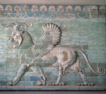 Persian enamelled brick Griffon, 6th century BC. Artist: Unknown