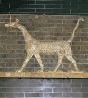Glazed brick relief of a mushrushu on the Ishtar Gate, 7th century BC Artist: Unknown