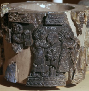 Procession of musicians on a steatite pyxis, 8th century BC. Artist: Unknown