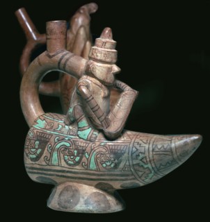 Mochica stirrup-spout vessel of a fisherman. Artist: Unknown