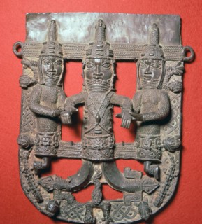 Bronze plaque of the Oba of Benin in his divine aspect. Artist: Unknown