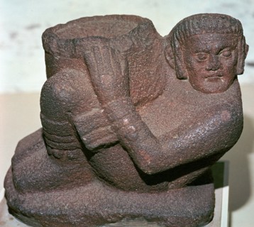 Mayan vessel in the shape of the rain-god Chac Mool. Artist: Unknown