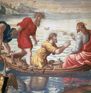 Detail from Mortlakes Tapestries, showing the miraculous draft of fishes, 17th century. Artist: Unknown