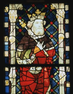 Stained glass window of King Cnut, 15th century. Artist: Unknown