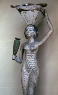 Egyptian statuette of a woman bearing offerings, 22nd century BC. Artist: Unknown