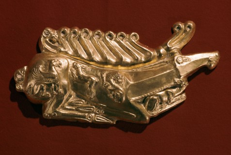 Scythian gold stag plaque, 4th century BC Artist: Unknown