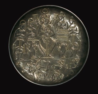 Sassanian dish showing King Khosrau I Anushirvan amongst dignitaries, 6th century. Artist: Unknown