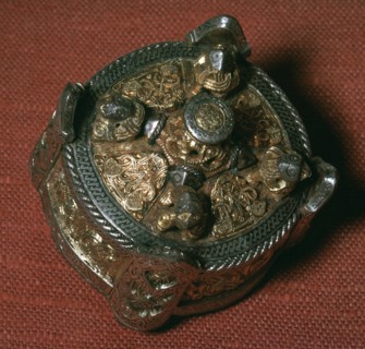 Silver-gilt Viking fibula. Artist: Unknown