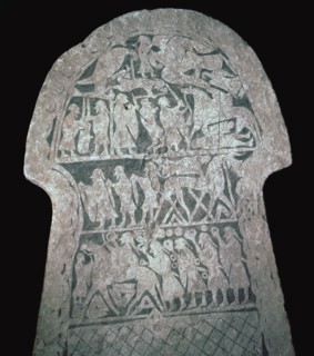 Detail of Viking stele showing a battle scene, 8th century. Artist: Unknown