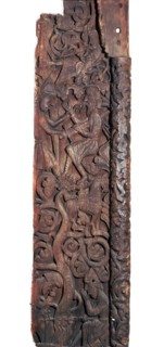 Wooden portal of Hylestad church, showing Sigurd roasting the dragon's heart. Artist: Unknown
