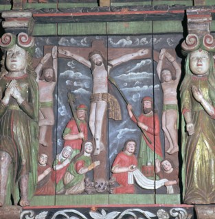 Crucifixion scene from an altar-piece, 17th century. Artist: Unknown