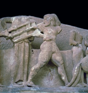 Sculpture from the pediment of the Siphnian treasury, 6th century BC. Artist: Unknown