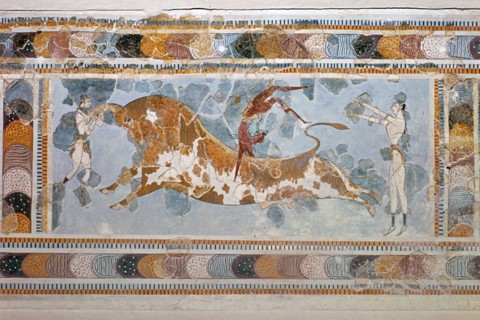 Bull-leaping' fresco from Knossos. Artist: Unknown