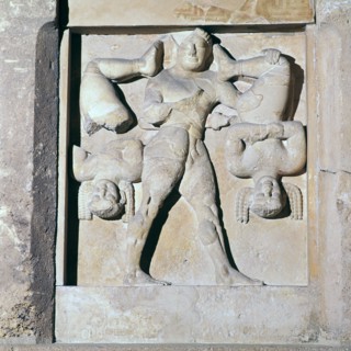 Greek metope of Herakles and the Kerkopes, 6th century BC. Artist: Unknown
