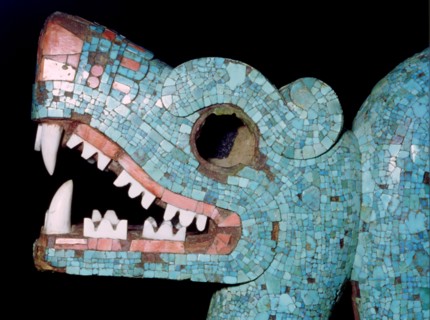 Detail of a turquoise mosaic of a double-headed serpent, Aztec/Mixtec, Mexico, 15th-16th century. Artist: Unknown