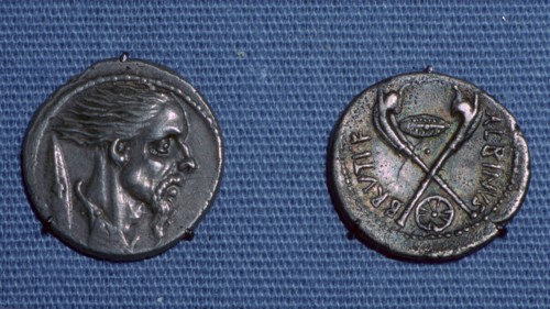 Late republican denarii showing the face of a Gaul, 1st century BC. Artist: Unknown