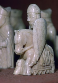 A Knight - The Lewis Chessmen, (Norwegian?), c1150-c1200. Artist: Unknown