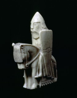 A Knight - The Lewis Chessmen, (Norwegian?), c1150-c1200. Artist: Unknown