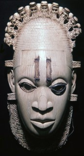 An ivory mask from Benin, Nigeria worn by the Oba of Benin on ceremonial occasions. Artist: Unknown