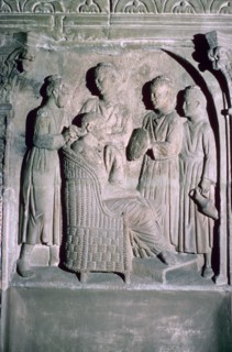 Roman relief of a woman's hair being dressed. Artist: Unknown