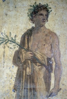 Roman wall-painting of a poet from Stabiae near Pompeii, buried in the eruption of Vesuvius. Artist: Unknown