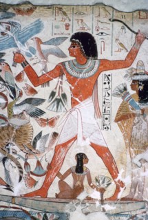 Fowling in the marshes: wall painting from the tomb of Nebamun, Thebes, Egypt, c1350 BC. Artist: Unknown