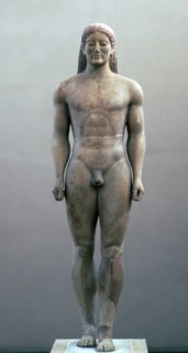 Greek statue known as the Anavyssos Kouros, 6th century BC. Artist: Unknown