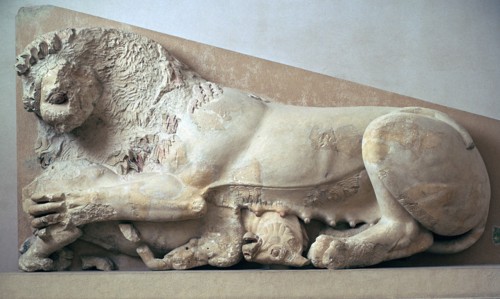 Sculpture of a lioness devouring a bull, 6th century BC. Artist: Unknown