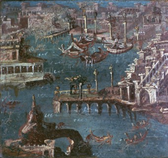 Roman wall-painting of a harbour scene. Creator: Unknown.