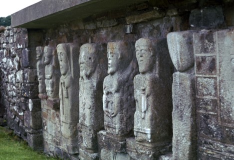 Early Christian figures showing the influence of pagan Celtic carvings, 6th century. Artist: Unknown