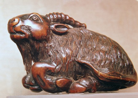 Japanese Netsuke of a goat, 18th century. Artist: Unknown