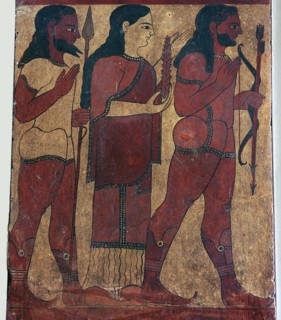 Detail of an Etruscan tomb painting showing Ceres with attendants, 6th century BC. Artist: Unknown