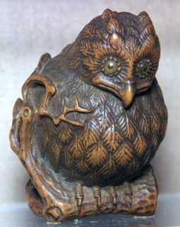 Japanese Netsuke of an owl. Artist: Unknown