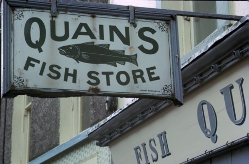 A sign in Youghal, Ireland. Artist: Unknown