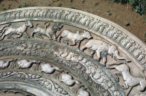 Moonstone at the Queen's Pavilion in Anuradhapura, 8th century. Artist: Unknown
